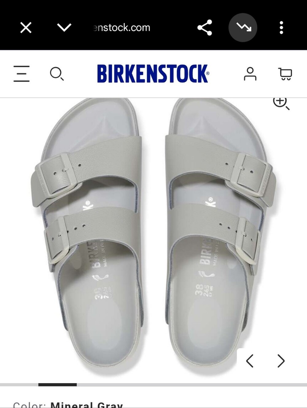 Birkenstock Arizona Two-Strap Sandals in Mineral Gray